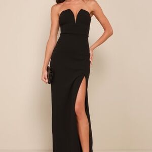 Lulus Dedicated To Glamour Black Strapless Maxi Dress - Size M